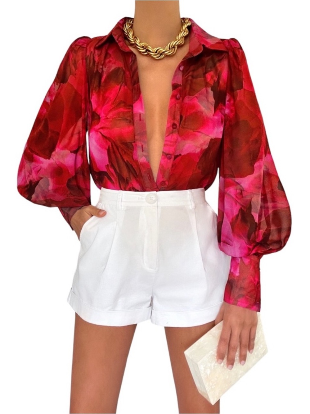 Runaway The Label Calista Pink Long-Sleeve Blouse